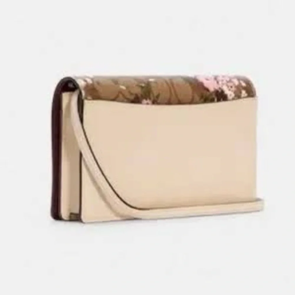 Coach Anna Foldover Crossbody Clutch | Evergreen Floral Print & Detachable Strap